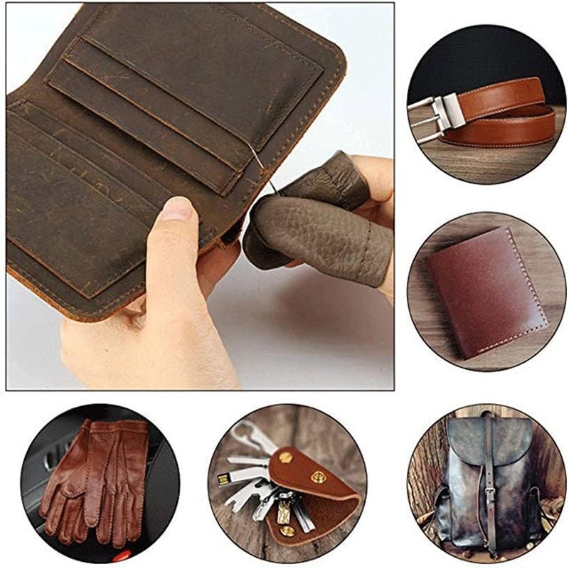 BEANPRECOY 10Pcs Leather Finger Cots DIY Finger Thimble Leather Thimble