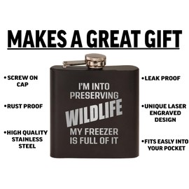 Funny Hunting Flask Stainless Steel Hip Flask Premium Matte Black Makes a Great Gift For Hunter Him Dad Father Gag Joke Gift Preserving Wildlife
