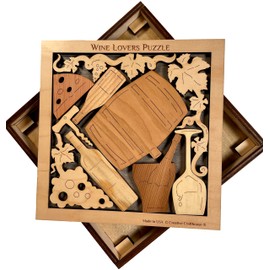 Wine Lovers Puzzle - Artistic and Challenging Wood Brain Teaser Puzzle