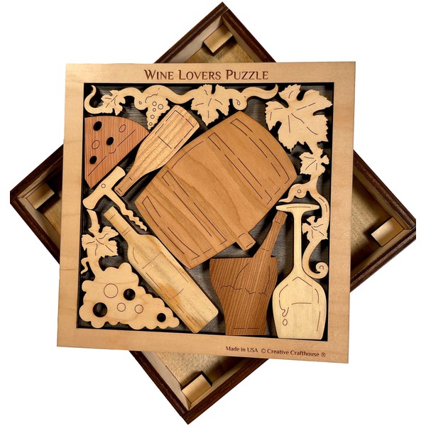 Wine Lovers Puzzle - Artistic and Challenging Wood Brain Teaser
