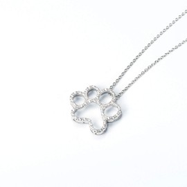 DAYLINLOVE Paw Print Necklace 925 Sterling Silver Paw Print Pendant for Dogs and Cats Animal Jewellery Gifts for Women, Sterling Silver
