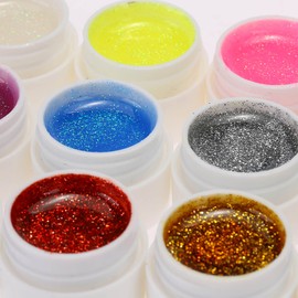 Anself 36pcs Mix Colors Glitter Powder UV Gel Nail Art Gel Polish Extension Professional UV Gel Set Nail Glue for Nail Varnish Nail Art Decorations Tools