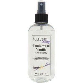 Sandalwood Vanilla Linen Spray (Double Strength), 16 ounces - Eclectic Lady Sheet and Linen Spray - No Artificial Colors, Parabens, or Preservatives - Long-Lasting Scent for Bed, Fabric & Pillow