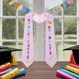 Preschool Graduation Stole Sash, Unisex Colorful Printed Satin for Boys Girls Kindergarten Events Graduation Ceremony Party Favor Gift Photo Props School Class Decor Celebrations, Photobooth Props
