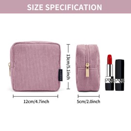 MAGEFY Small Makeup Bag for Handbag, Travel Make up Bag Cotton Cosmetic Bag for Women Girls (Pink)