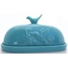JBK Pottery Hummingbird Butter Dish - Teal (Large Capacity) Fits
