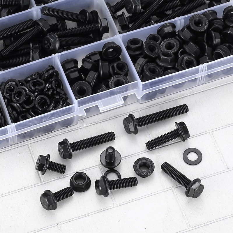 400 Piece M5 Screws Set, Flange Screws Nuts Set, Hex