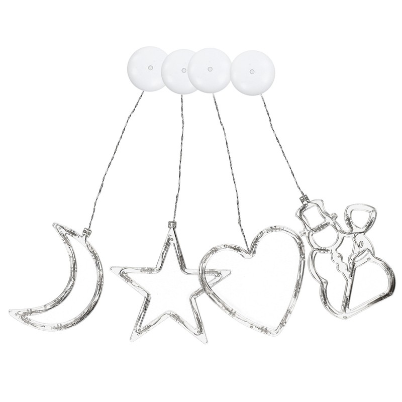 LED Christmas Lights with Suction Cup Snowman Star Moon Heart