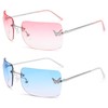 LIU·WEN Rectangle Y2k Sunglasses for Women - Trendy Rimless 2000S