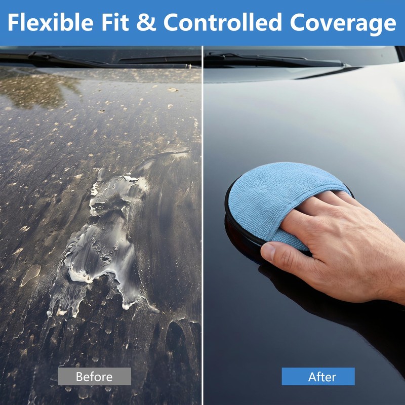 6Pcs 5-Inch Microfiber Foam Wax Applicator Pads with Finger Pocket