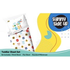 Sunny Side On The Go Toddler Sheet Set - 3 Piece Toddler Bedding Set Includes Pillow Cover - Super Soft Microfiber Sheets