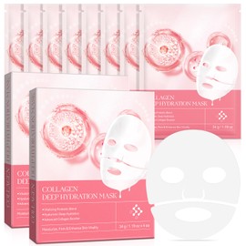 Collagen Face Masks, Bio Collagen Real Deep Mask, Collagen Night Wrapping Mask, Anti Wrinkle Lifting for Skin Care (8 PCS)