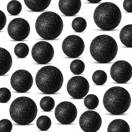 150 Pieces Vase Filler Faux Pearls Vase Makeup Beads No Hole Gloss Pearl Beads Mixed Sizes Round Pearls for Vase Home Party Wedding Decor, 8/14/20 mm (Glitter Black)