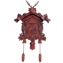 Lc Love_Call Cuckoo Clock Vintage Handcrafted Resin Wall Clock, 16 x 9.8 inches, with Deer Antlers, Red