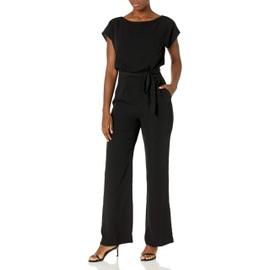 Eliza J Women's Cap Sleeve Wide Leg Jumpsuit, Black, 12