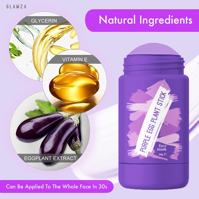 GLAMZA® Egg Plant Facial Mask Cleanses Aubergine Mask Deep Cleansing