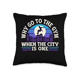 Shadow Parkour Clothing Equipment Shirts JM Parkour Freerunning Traceur Athlete Why Go to The Gym When Throw Pillow, 16x16, Multicolor