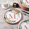 JASSEWRLY 60 Pcs Floral Paper Plates, 9" Letter M Tea