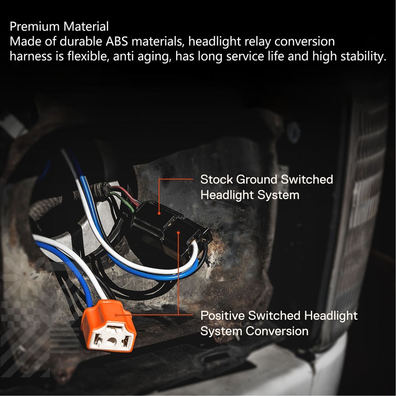 H4 Negative Headlight Relay Conversion Harness High Stability for H6054