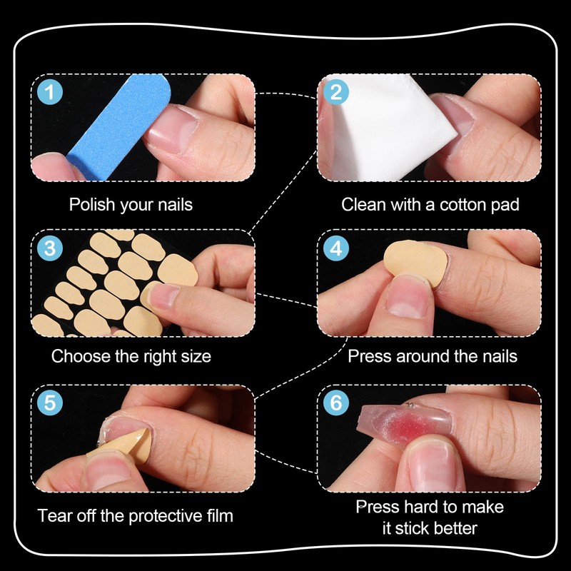 600PCS (20 Sheets) Sticky Nail Tabs for Press Ons, Sticky