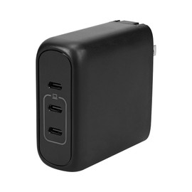 Owtec PD100C3G-BK AC Charger, PD100W, Rapid Charger, Type-C Type C, USB-C 3 Ports, Simultaneous Charging, PSE Certified, GaN, Compact, Folding Plug, Compatible with Laptops, Smartphones, Tablets,