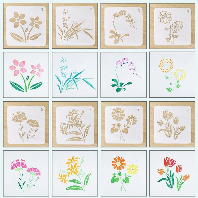 Samcos Drawing Template Stencil Sheet, Set of 20, Openwork Carving,