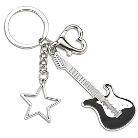 Guitar Keychains Y2K Accessories for Girl Boys Guitar Lovers Christmas Birthday Gifts for Son Daughter Heart Star Key Chain Cool Punk Gifts for Music Lover