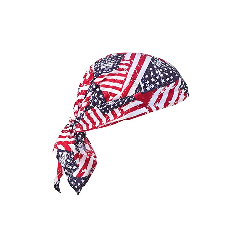 Ergodyne Chill-Its 6710CT Evaporative Cooling Dew Rag, Stars and Stripes,Stars