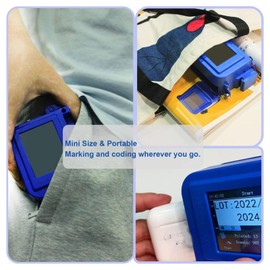 Pocket Inkjet Printer, Mini Handheld Inkjet Coder 2.4in Touchscreen 600DPI Black Quick Drying Ink for Text, Barcode, QR Code, Production Date, Time, Logo on Paper, Cardboard,