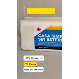 Gasa Simple No Esteril 10x10 Cm 100% Algodón 200 Pzas Jaloma Color Blanco