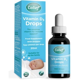 Colief Immune Support Bundle Contains Colief Vitamin D3 Drops | Liquid VIT D3 Supplement for Babies | Colief Vitamin C Drops for Babies | Infants Age +1 | 600 Drops