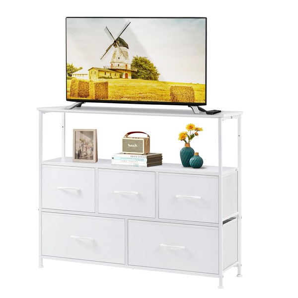 SMUG TV Stand with 5 Fabric Drawers, Entertainment Center for