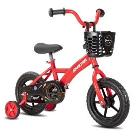 JOYKIE JOYSTAR 10 & 12 Inch Kids Bike for Boys and Girls Ages 1-4 Years, Toddler Bike with Training Wheels & Basket Kids BikeGender: Unisex, Color: Red, Size: 12