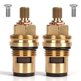 Ceramic Faucet Cartridge Replacement 2-Pack, Compatible with Grohe 45882000 45883000, 1/2" Brass Cartridge for Cold & Hot Water, Fits Kitchen Bathroom Shower Faucets