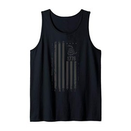 1776 Come and Take it - American Flag & Snake Tactical Black Tank Top