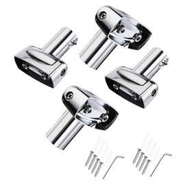 Kokone Shower Curtain Rod Bracket Set of 4 Ajustable 180° Rotation Bracket for Curved Shower Curtain Rod Sturdy Zinc Alloy Wall Mounted Shower Curtain Rod Holder for Bathroom,Wardrobe,Kitchen,Silver