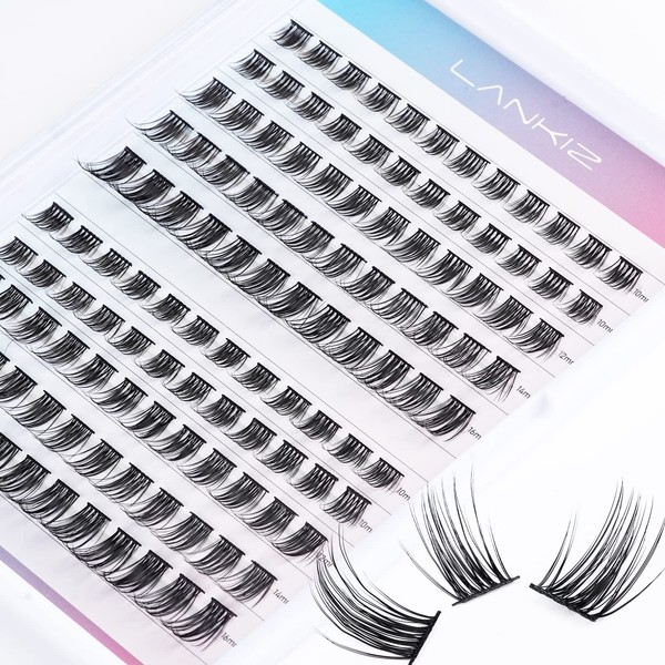 Lankiz DIY Individual Eyelashes, Pack of 120 Cluster Eyelashes, C Curl False Eyelashes, DIY Individual Eyelashes from Below Glue at Home for Beginners (10-16 mm) (Bee Style)