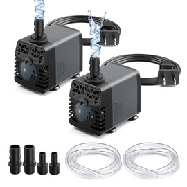 Ankway Fountain Pumps Submersible Outdoor, 2 Packs 160GPH Upgraded Submersible Water Pump with 3.3FT Vinyl Tubing, 2 Nozzles, Rotation Switch, 600L/H 10W, Durable Aquarium Pump for Fish Tank Pond Pool