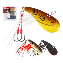 Probite Shrimp Blade Bait – 3pcs Metal Vibe Jigging Lures with Skirted Tail and Assist Hooks, Lifelike Shrimp Design for Saltwater and Freshwater Fishing, 1oz