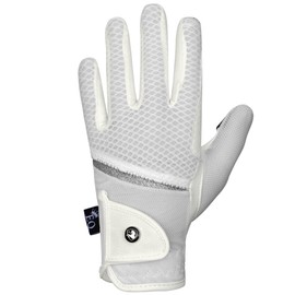 EQUESTRIAN QUEEN Savaii Lightweight Breathable Riding Gloves (White, L)