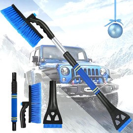 Extendable Snow Brush & Ice Scraper for Car Windshield – 25" to 31.5" Telescoping Handle, Scratch-Free Bristles, Foam Grip, for Cars, Trucks & SUVs (Blue)