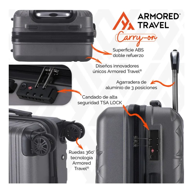 Maleta De Viaje Rígida Carry On De Mano Cabina Gris