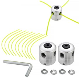 SWAWIS Aluminium Line Head Grass Trimmer Head Thread Spool Nylon Thread Double Thread Head for Brush Cutter Grass Trimmer Brush Cutter (2 Line Head + 10 Threads)