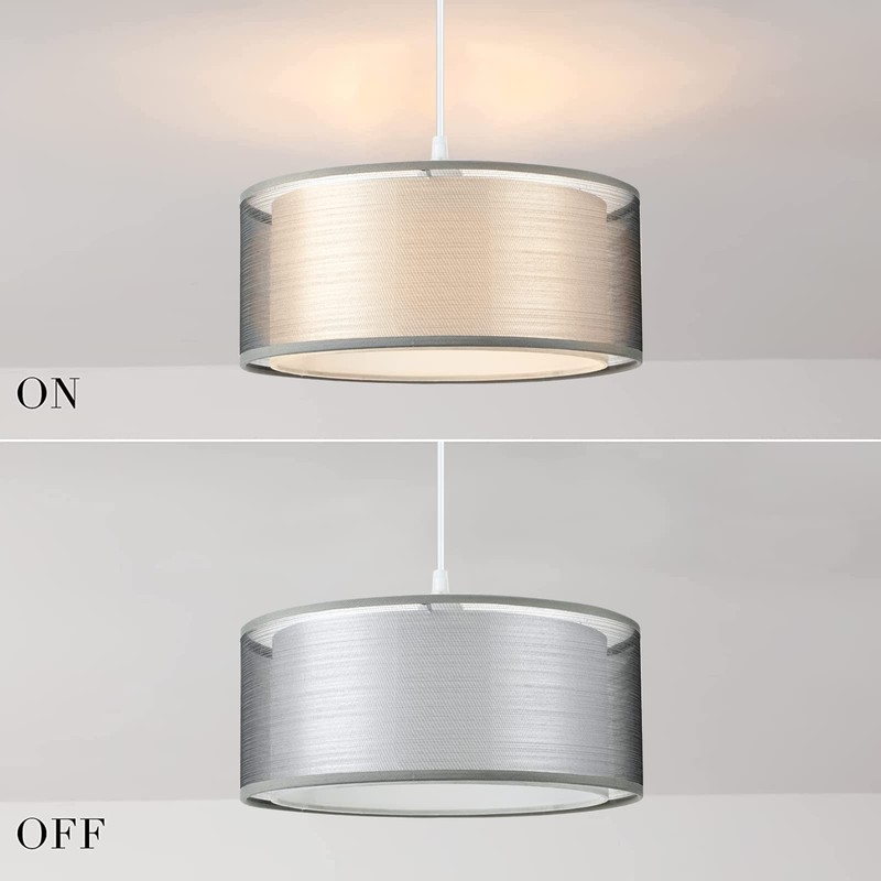 Frideko 2 Tier Light Shade Ceiling - Modern Grey Lampshade