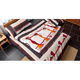 Homeable Bed Linen 135 x 200 cm and 80 x 80 cm - 100% Cotton with Zip | Oeko-Tex Certified | Printed in Orange/Brown | Soft, Breathable and Skin-Friendly