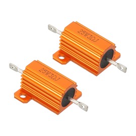 PATIKIL 25W 3 Ohm Aluminum Shell Resistor, 2 Pack Aluminum Housing Resistor Housed Case Wirewound Resistors Screw Tap Power Resistor 5% Tolerance, Golden