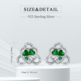 Flpruy St Patricks Day Earrings 925 Sterling Silver Shamrock Earrings Celtic Knot Four Leaf Clover Earrings Good Lucky Irish Jewelry St Patricks Gifts for Women