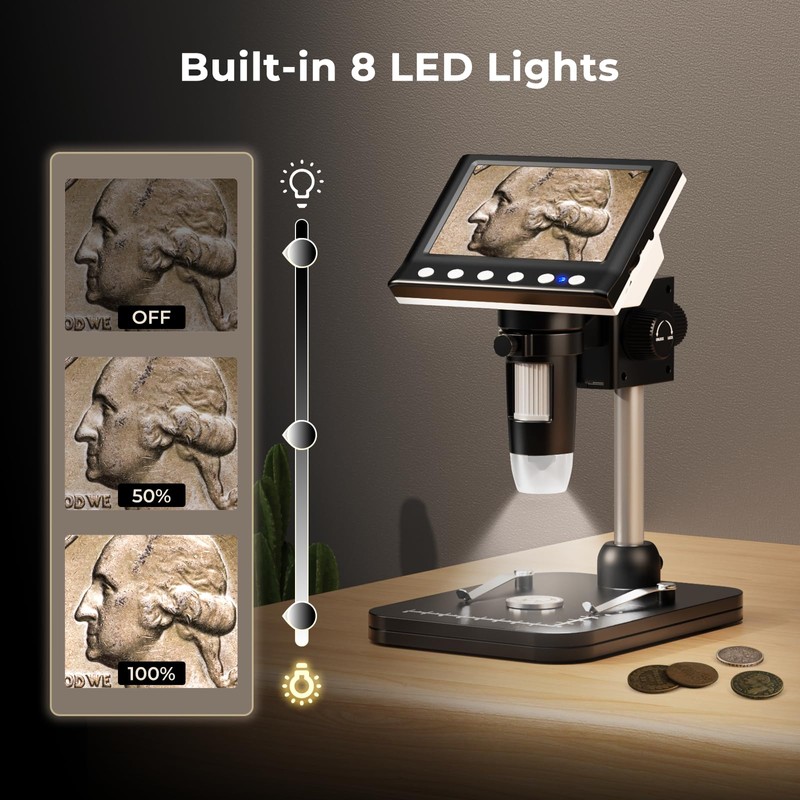 Aikokkl 4.3 Inch LCD Digital Microscope, 1000X USB Magnifier with