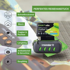 4Monster Microfibre Towels in 5 Colours, Absorbent Sports Towel, Ultra Light, Quick-Drying Travel Towel for Fitness, Sports, Sauna, Yoga, Travel