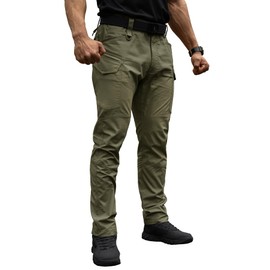 TOPTACPRO Men's Tactical Pants Flex Ripstop Cargo Trousers for Outdoor Hiking Work Casual Pants Breathable Large Capacity Clothing (Ranger Green, 34W/30L)